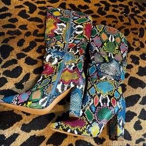 Multi Color Snake Skin Boots